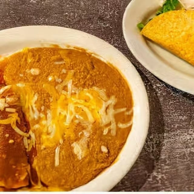 One Beef Enchilada, One Tamale & Beef Taco.