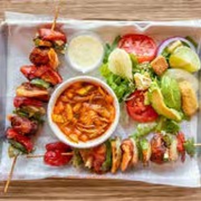 Camarones a La Brochetas.